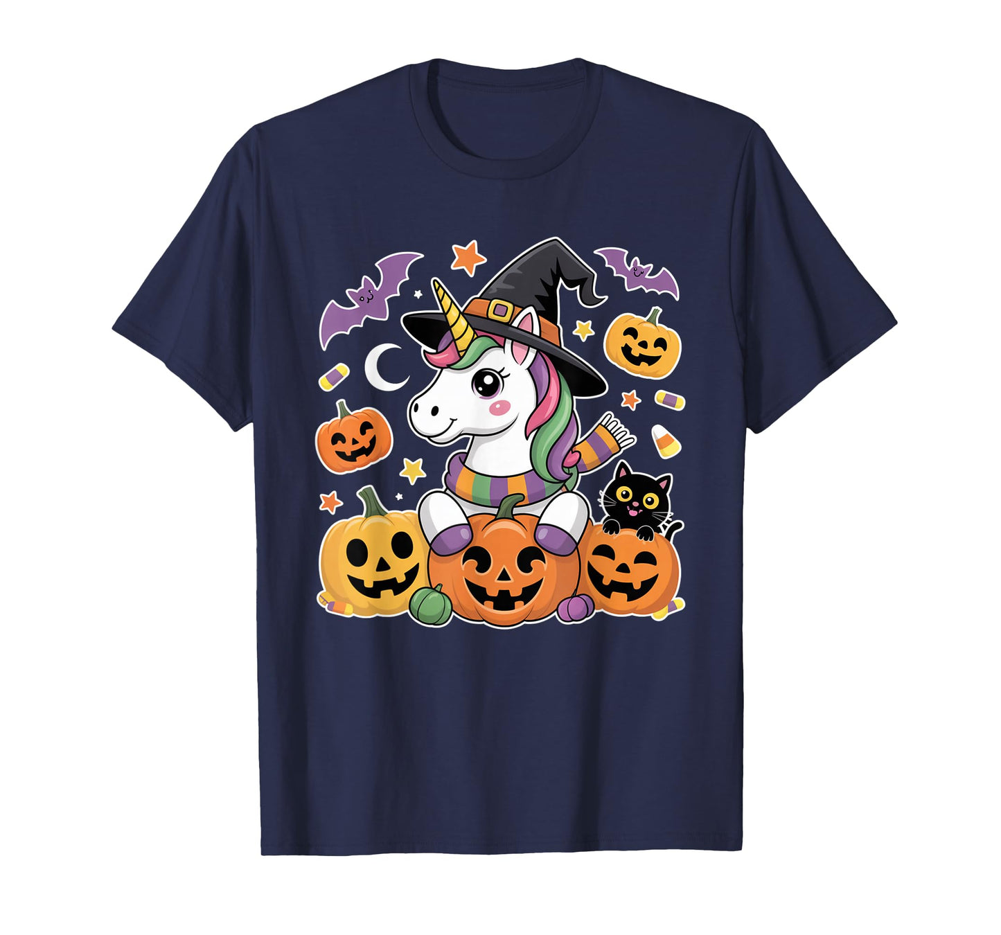 Halloween Unicorn Pumpkin Cat Kids Cute Costume Shirt T-Shirt