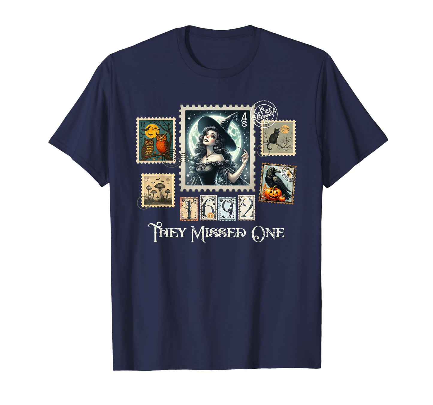 Halloween Postage Stamps Witch Salem They Missed One 1692 T-Shirt