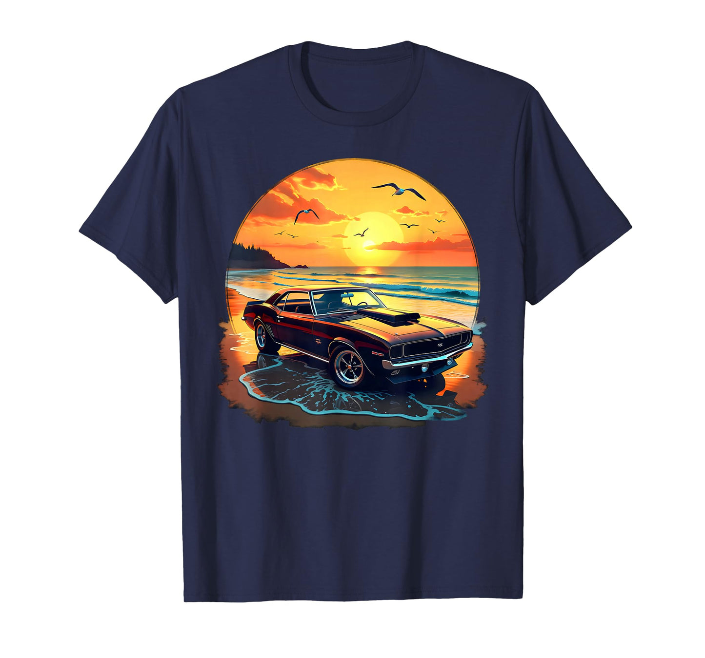 Classic Muscle Car Retro Vintage Style American Car Beach T-Shirt