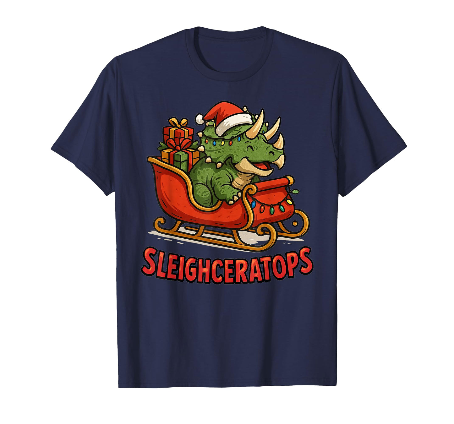 Sleighceratops Cute Ceratops Dinosaur Funny Christmas Dino T-Shirt