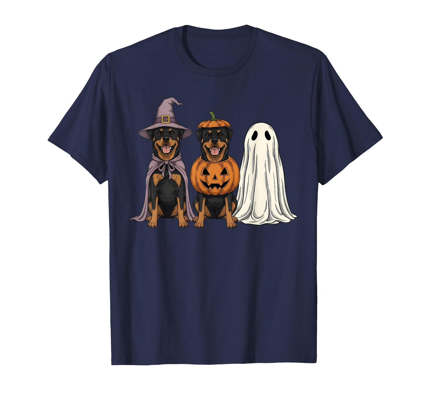 Spooky Ghost Rottweiler Pumpkin Halloween Rottie Dog Lover T-Shirt