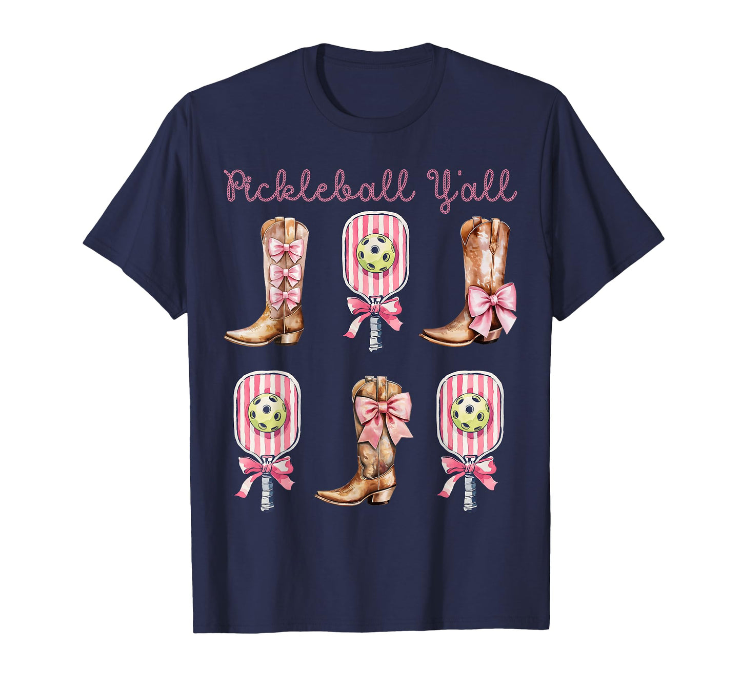 Pickleball Y'all Western Boots and Paddle Funny Pickleball T-Shirt