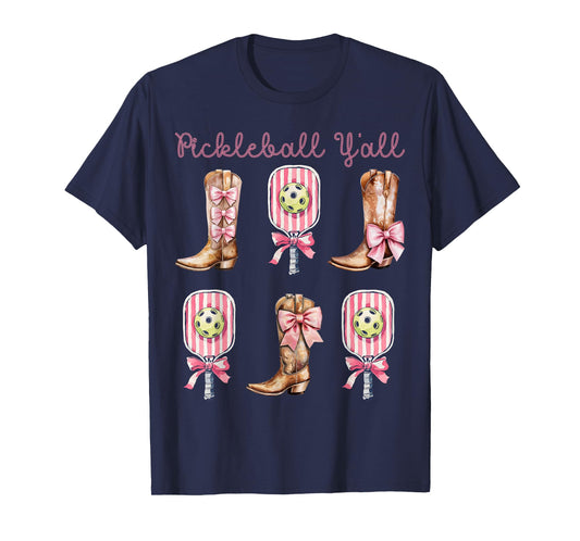 Pickleball Y'all Western Boots and Paddle Funny Pickleball T-Shirt