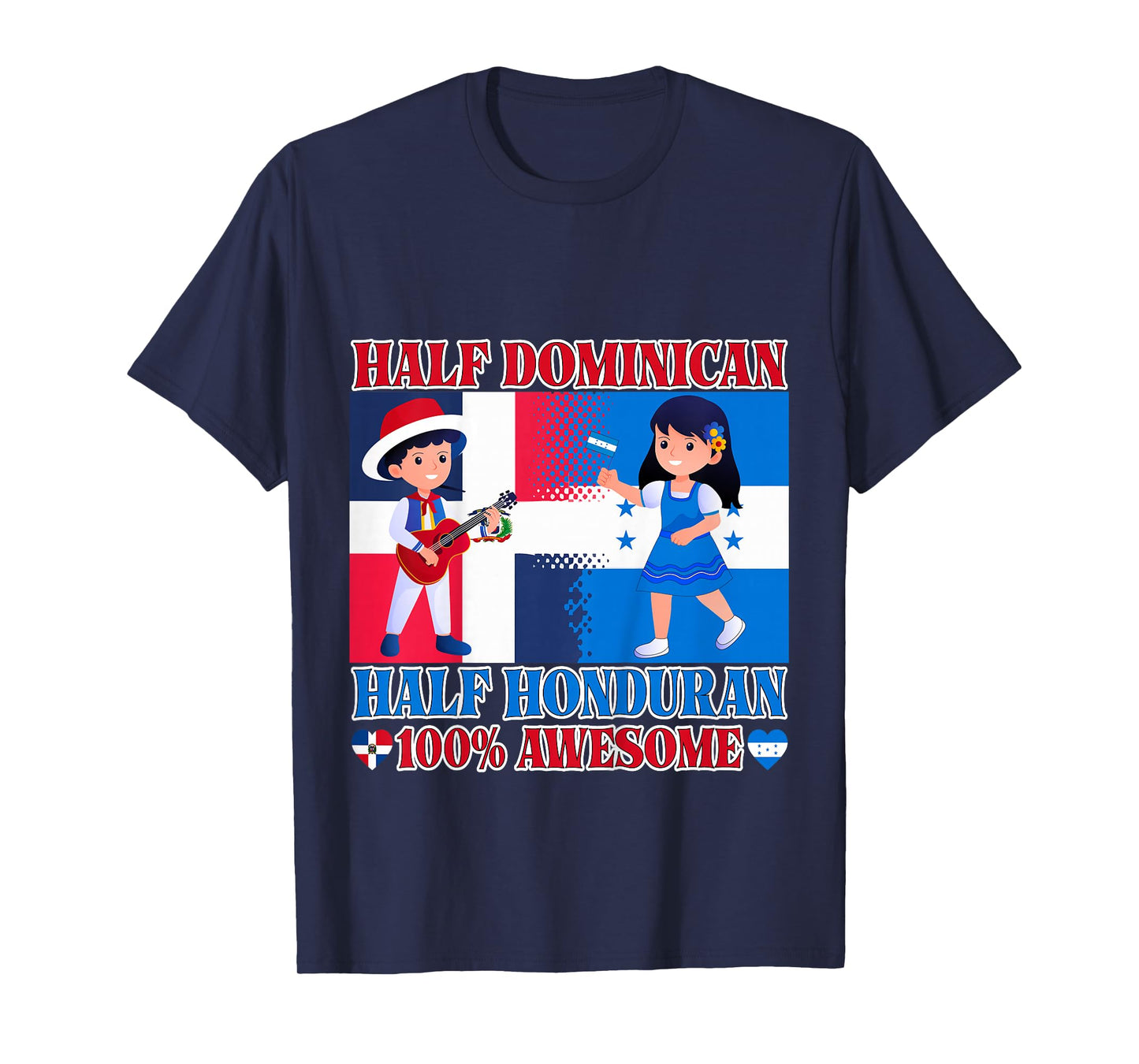 Half Honduran Half Dominican Republic Flag Toddler Girl Boy T-Shirt