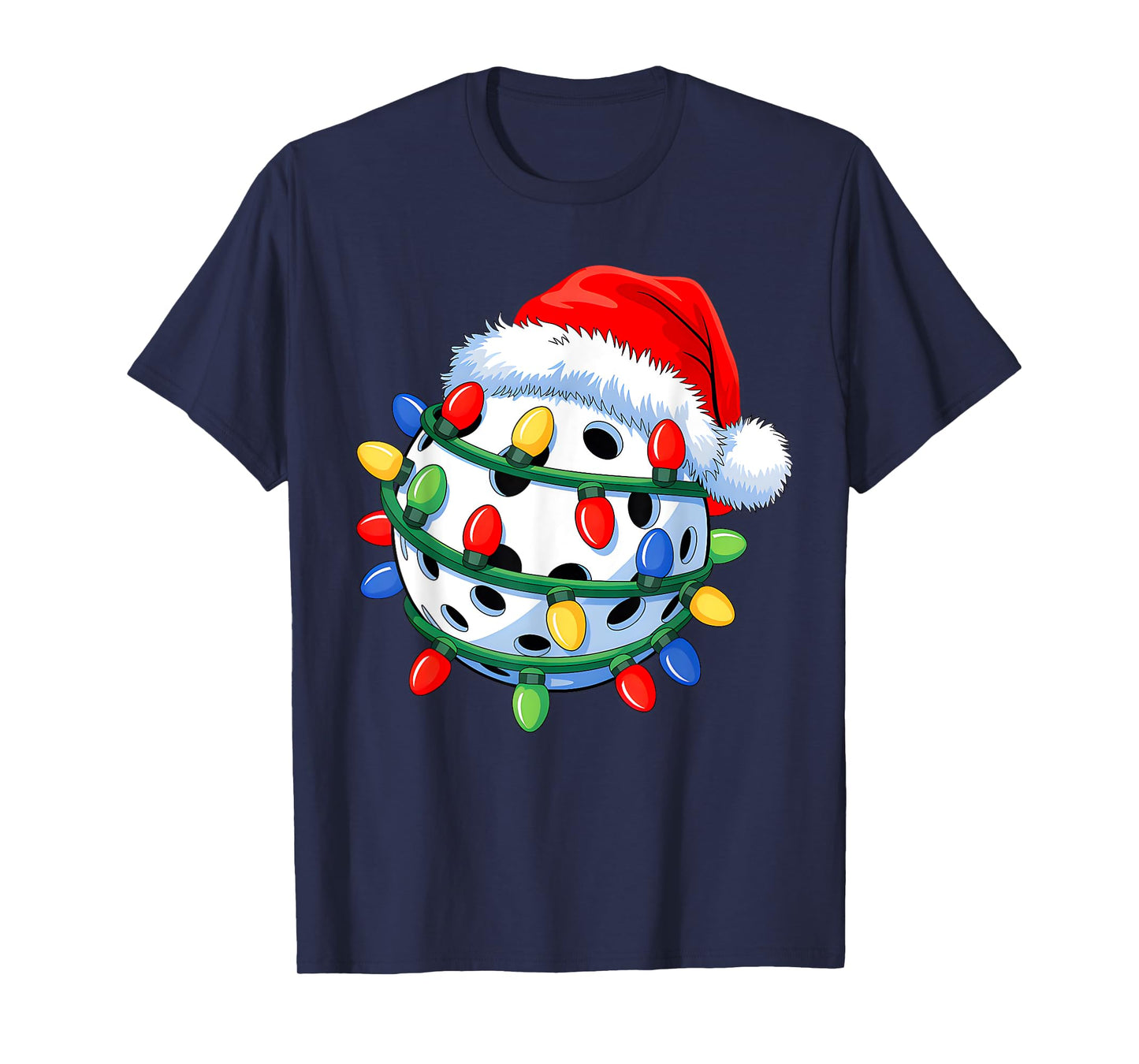Pickleball Ball Santa Hat Christmas Pickleball Xmas Lights T-Shirt
