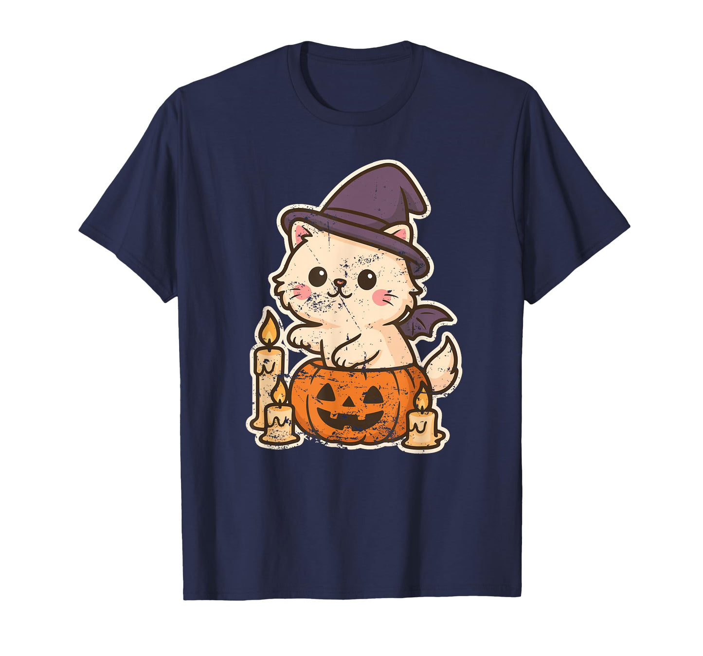 Witch Cat on Pumpkin with Candles T-Shirt
