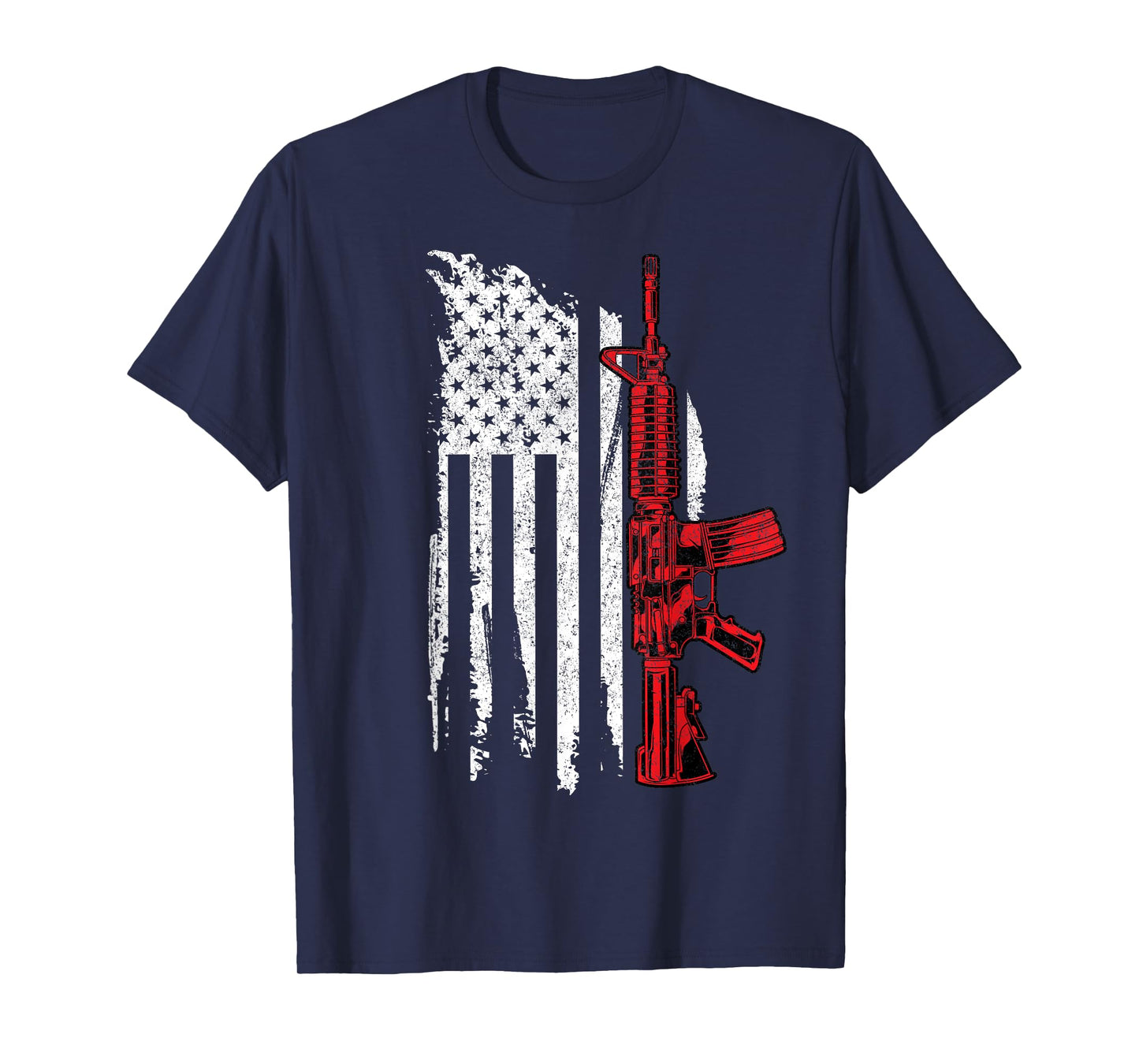 AR-15 Assault Rifle USA Flag Gun T Thin Red Line T-Shirt for Women Men