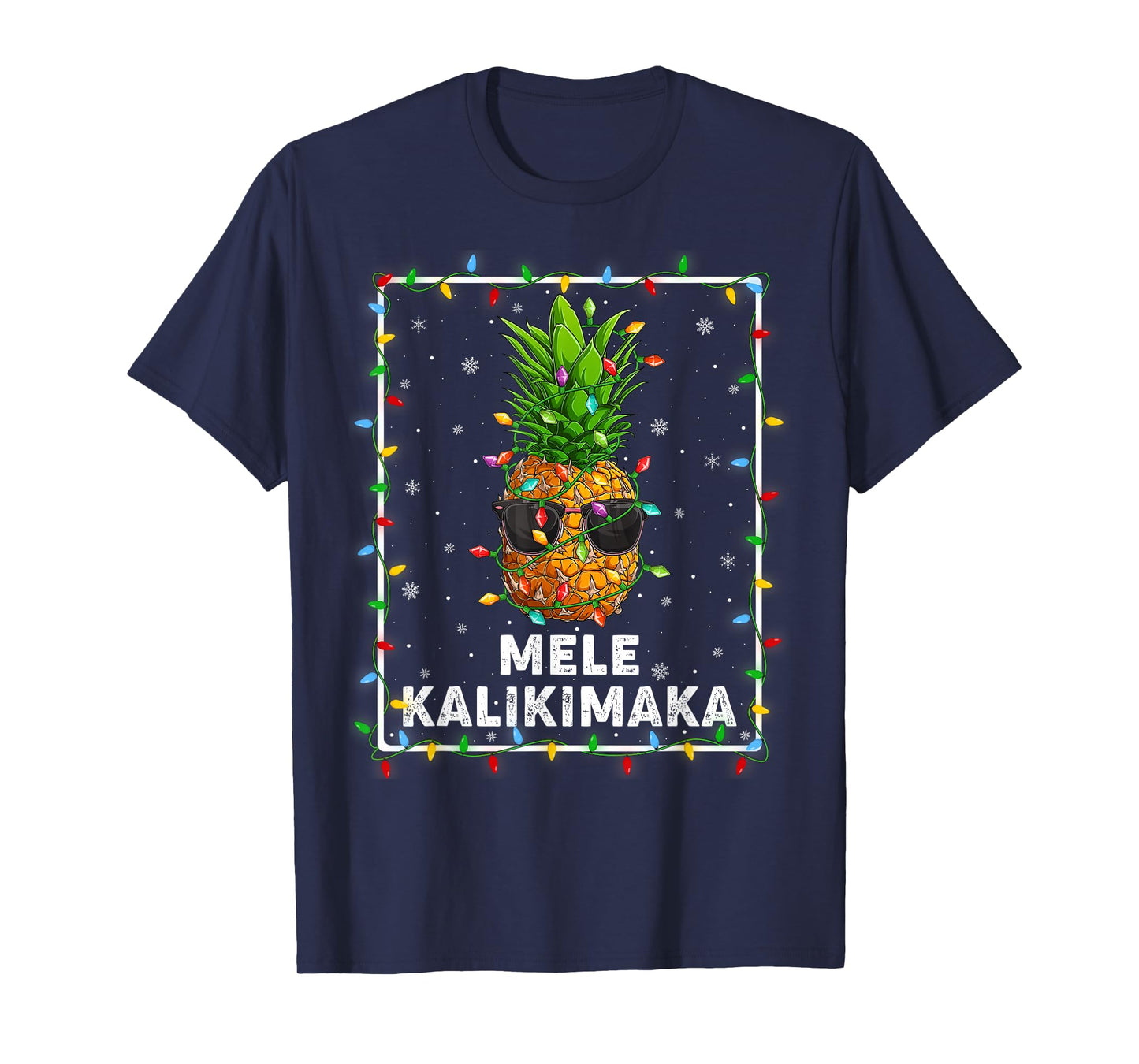 Mele Kalikimaka Pineapple Xmas Lights Hawaiian Christmas T-Shirt