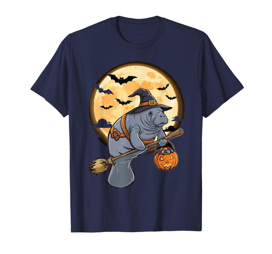 Funny Manatee Lovers Hat Pumpkin for Kids Manatee Halloween T-Shirt