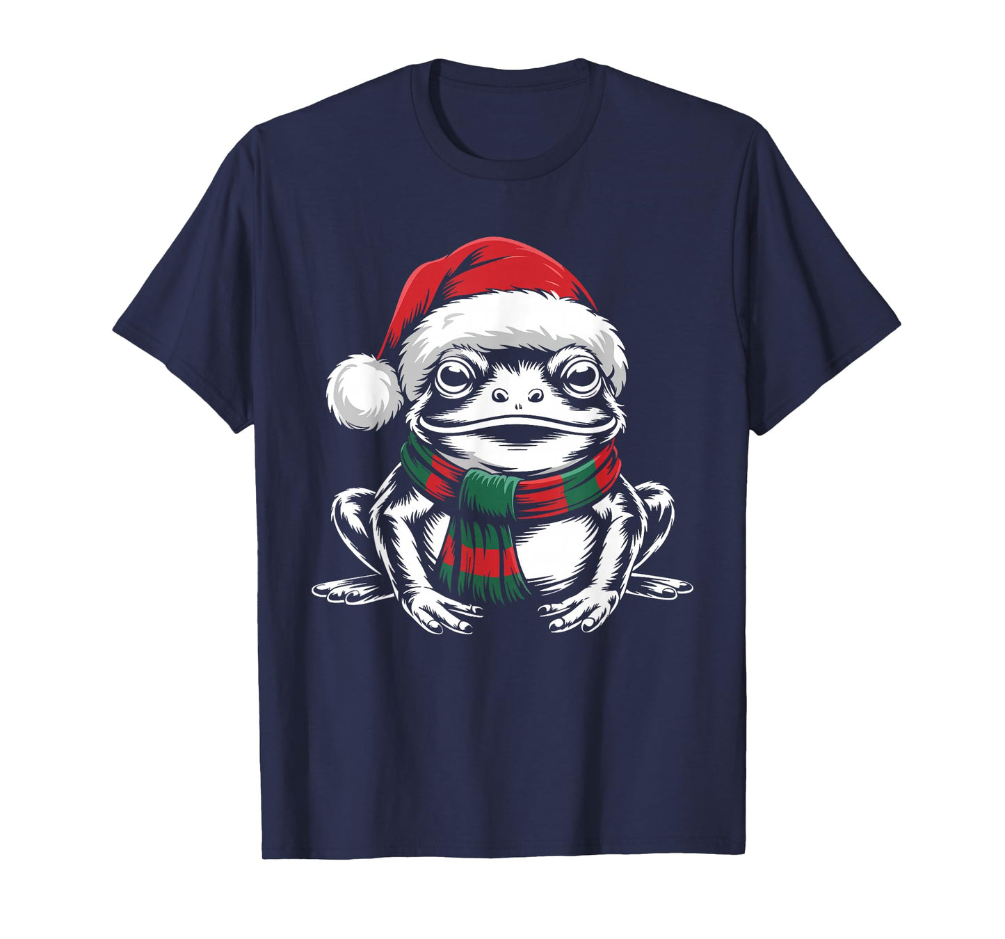 Frog Xmas Santa Hat Scarf Christmas Costume T-Shirt
