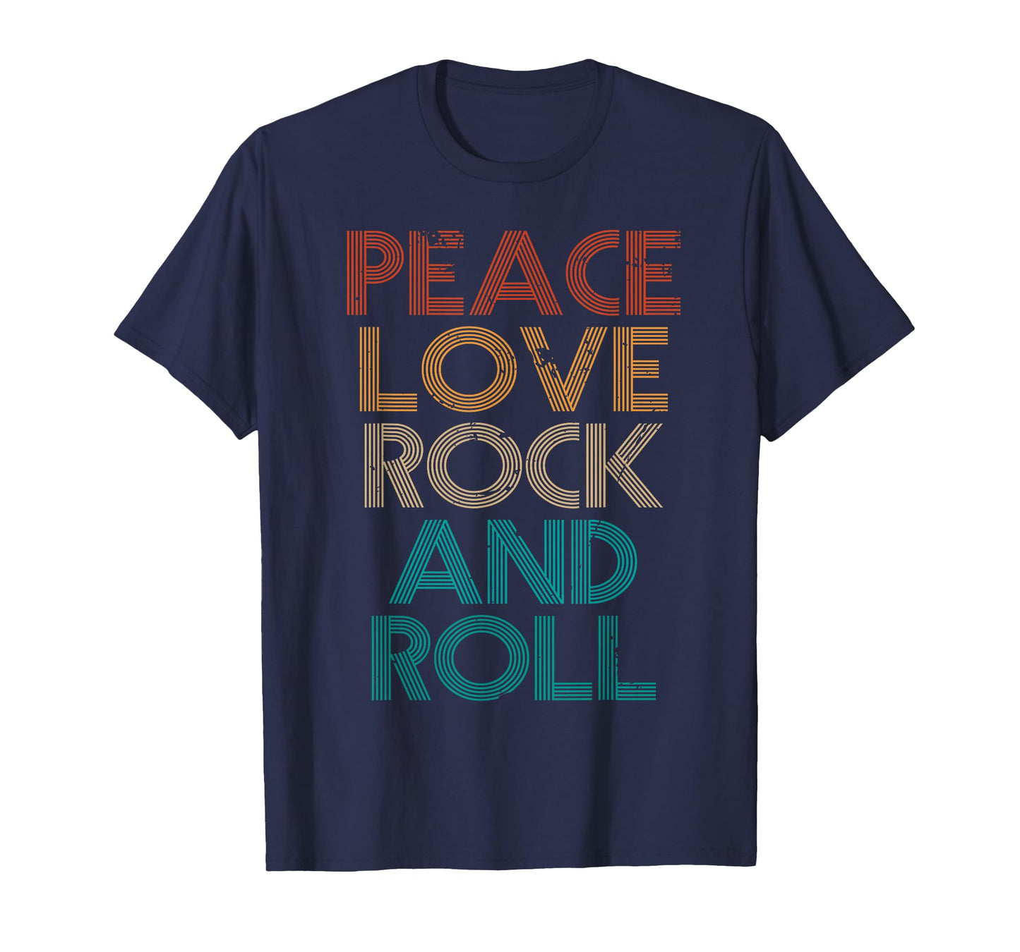 Peace Love Rock N Roll Tee Vintage Band Rock Concert Lovers T-Shirt
