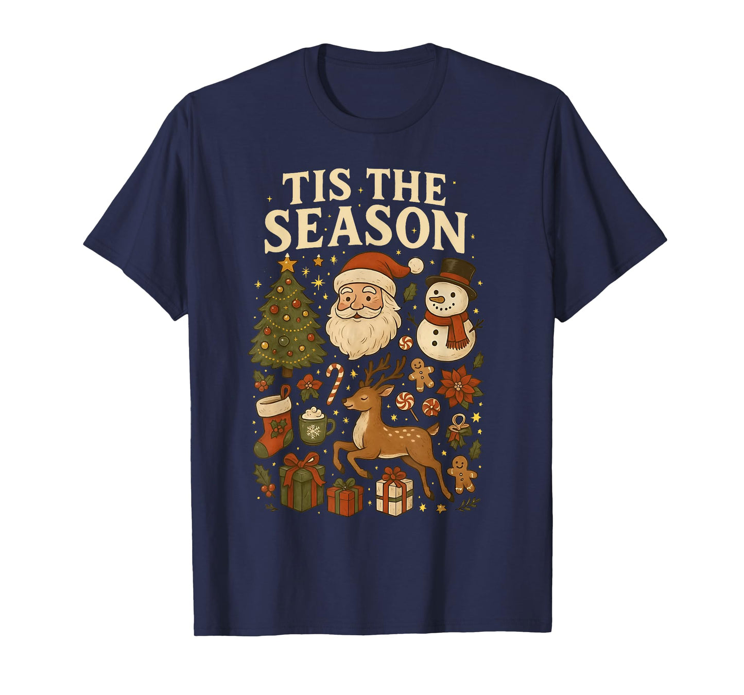 ‘Tis The Season Vintage Christmas Cute Icons Holiday Graphic T-Shirt