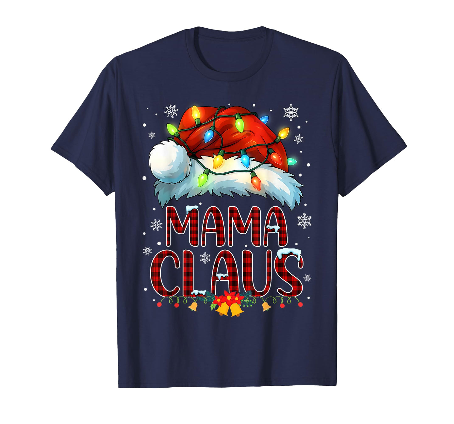 Christmas Hat Lights Pajama Mama Claus Family Matching T-Shirt