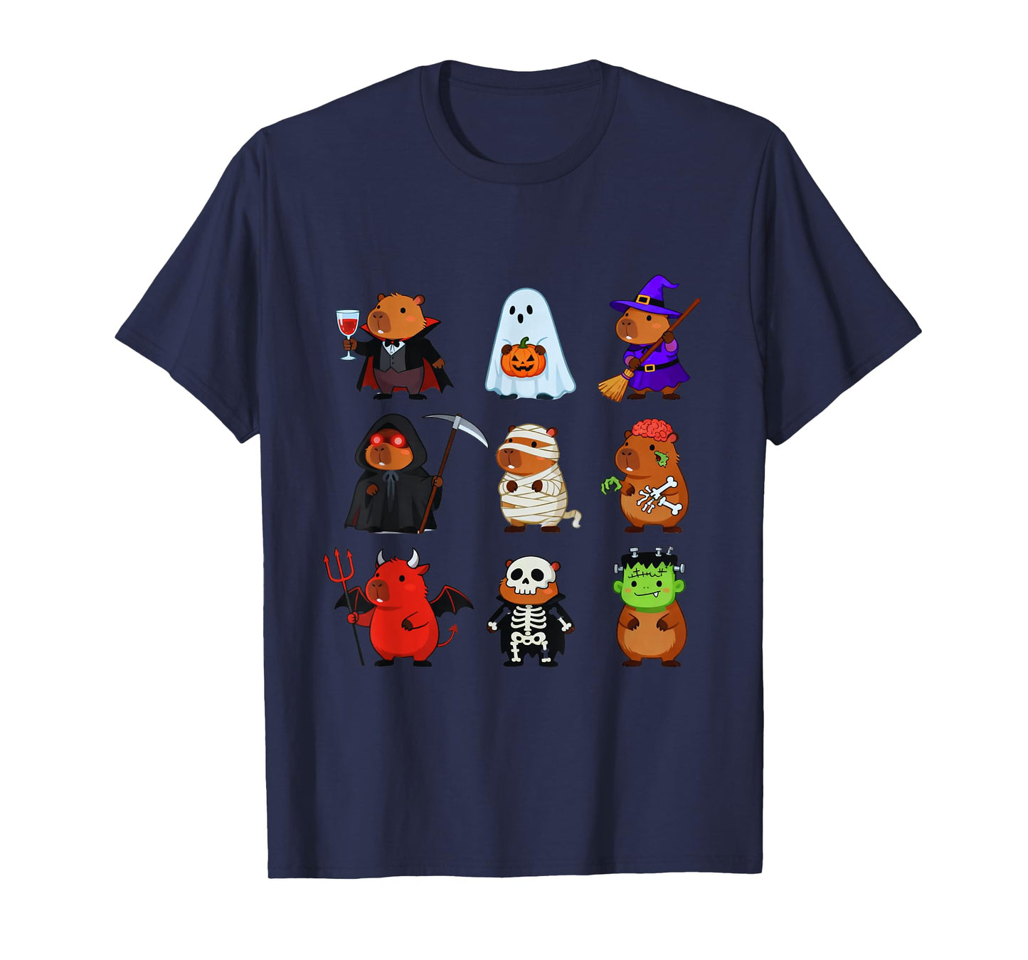 Capybara Spooky Witch Boo Zombie Halloween Fun Design T-Shirt