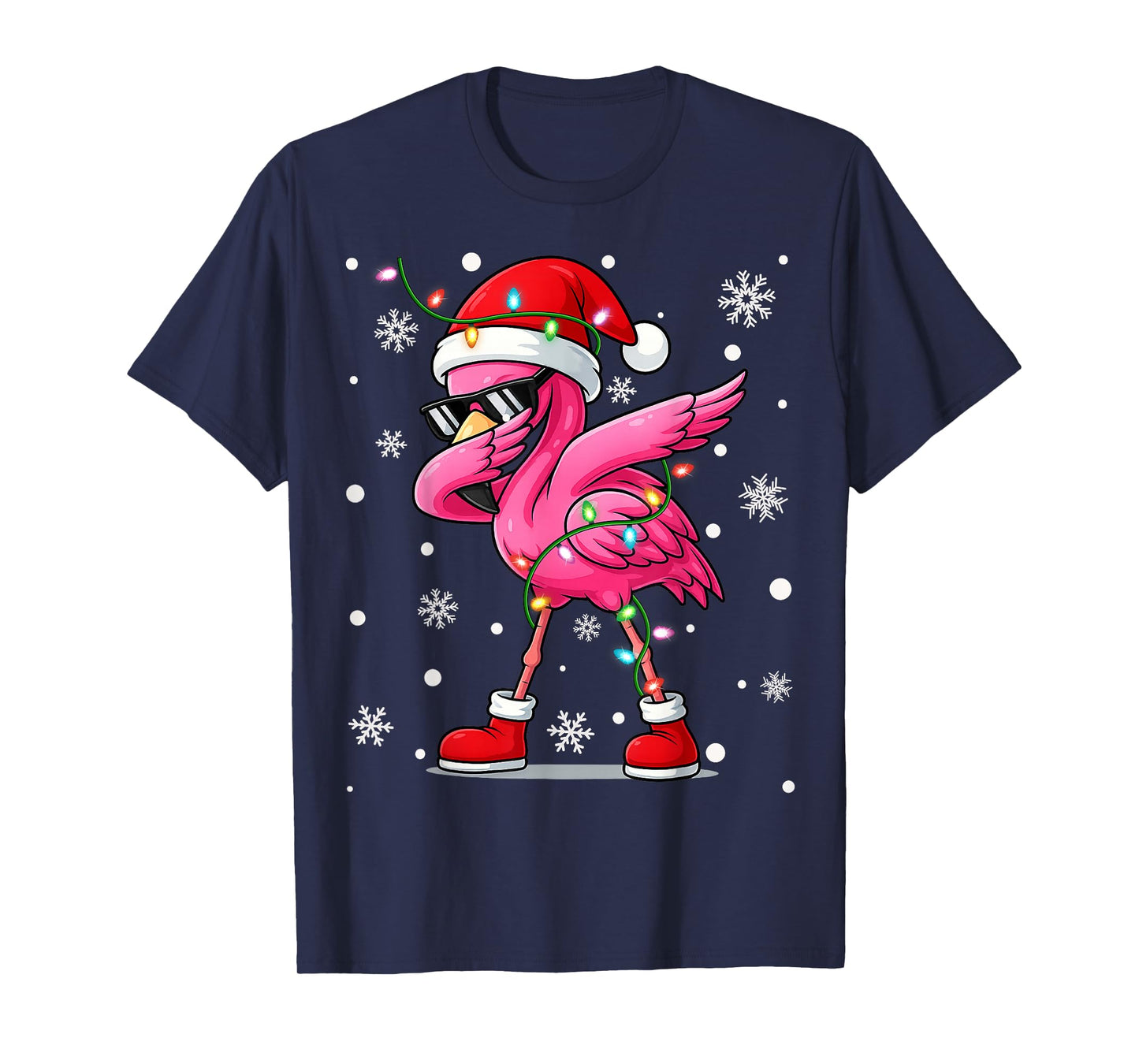 Flamingo Dabbing Christmas Squad Tee Santa Claus Xmas Gifts T-Shirt