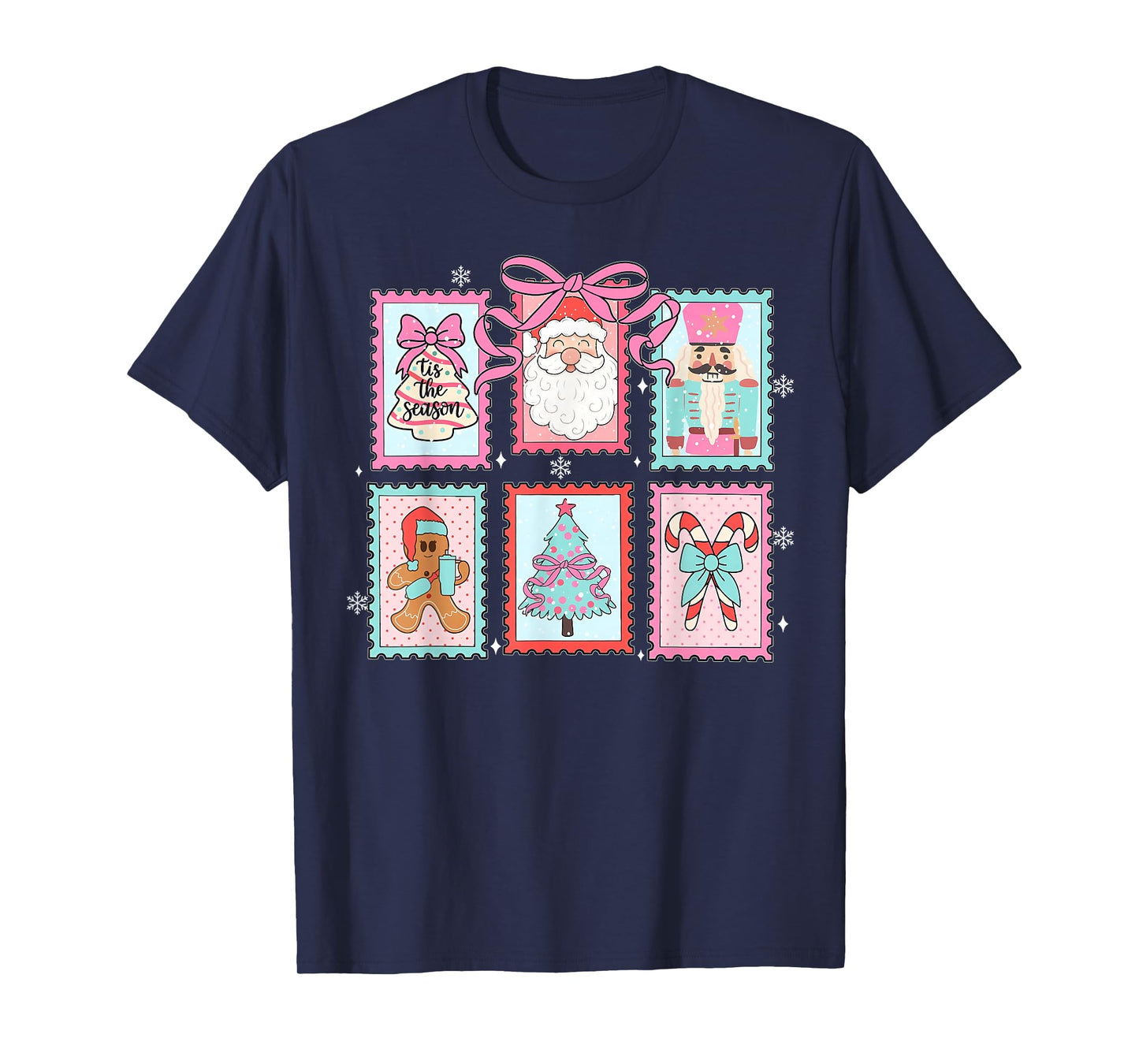 Coquette Bow Merry Christmas Preppy Xmas Pajamas Women Kids T-Shirt