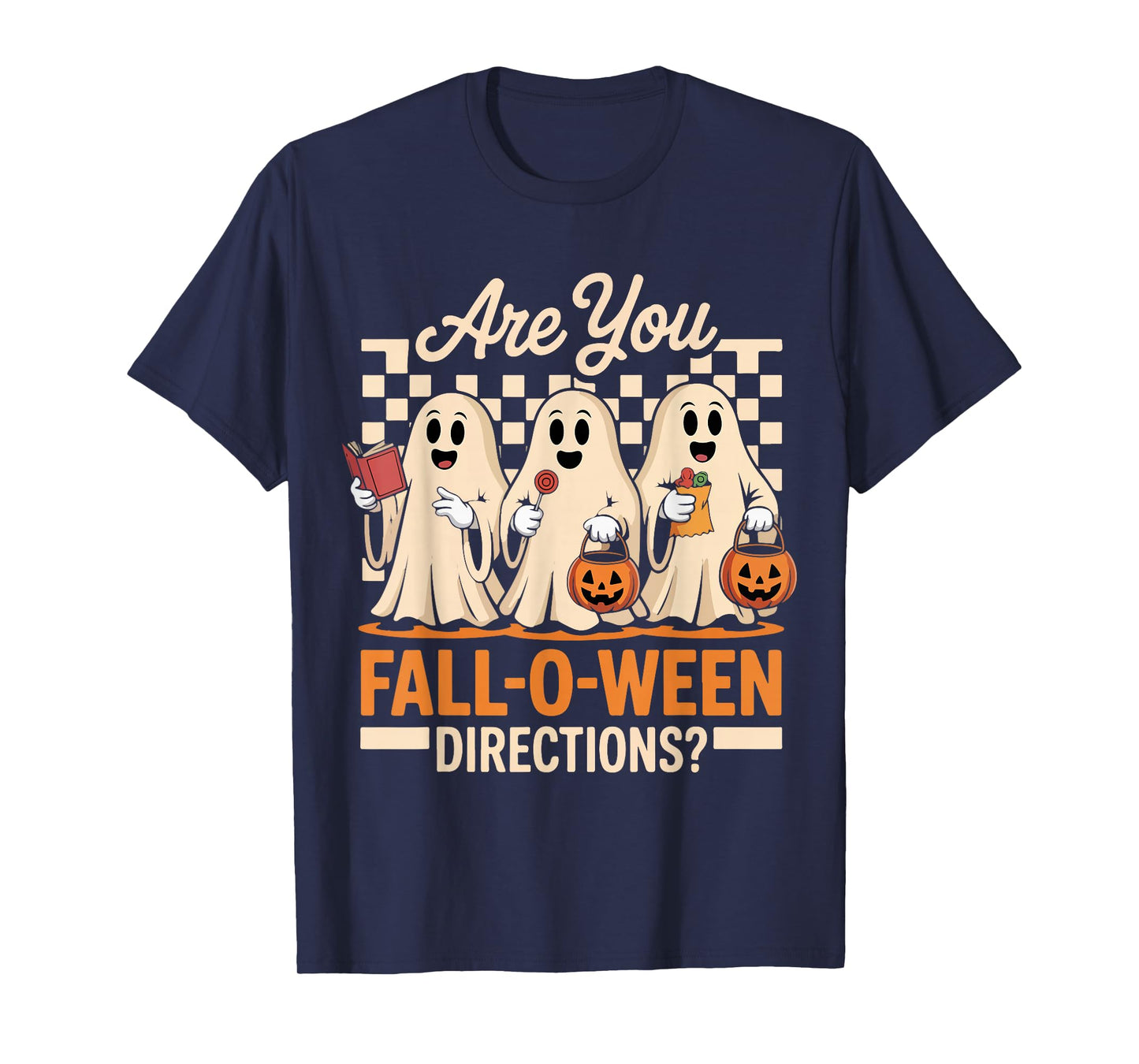 are You Fall O Ween Directions Halloween Teacher Ghost Retro T-Shirt