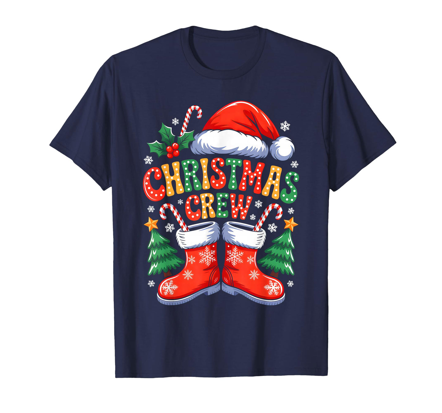 Funny Christmas Crew Xmas Squad Santa Family Pajamas Groovy T-Shirt