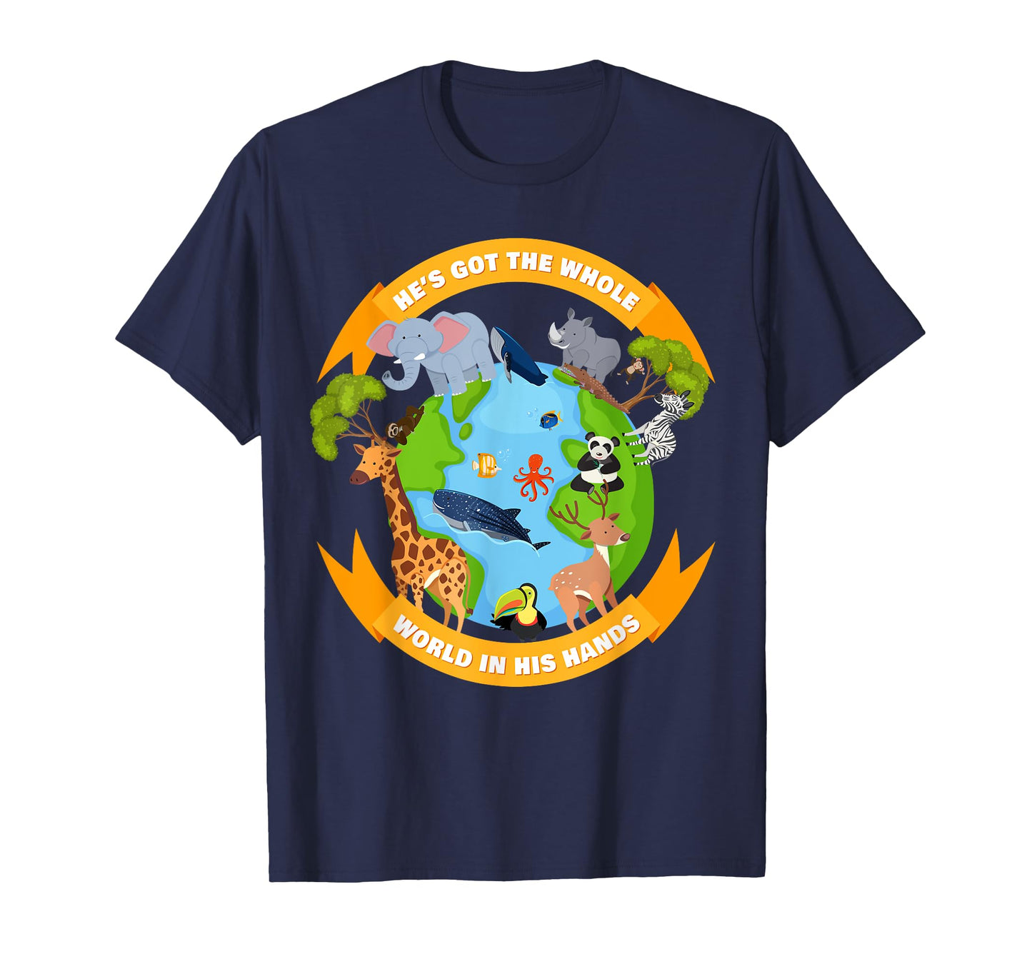 He's Got The Whole World in His Hands – Faith Kids Animals T-Shirt