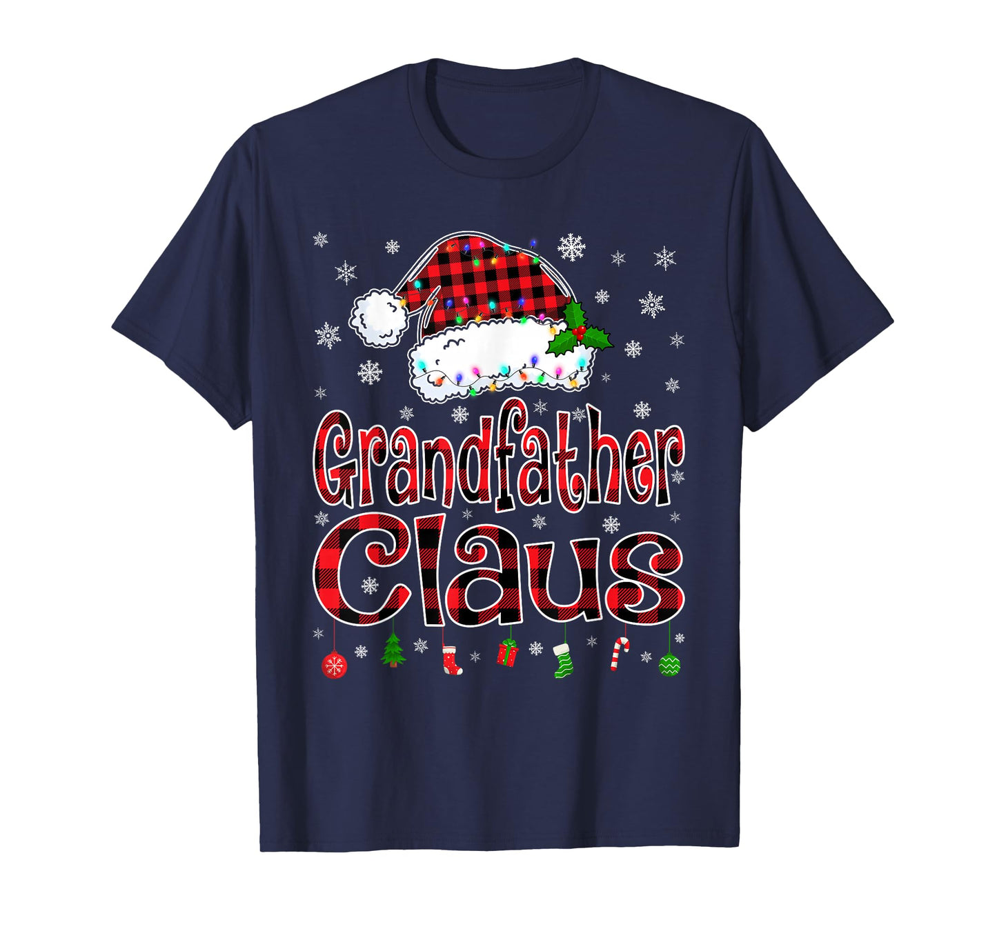 Grandfather Claus Christmas Lights Xmas Pajama Family Tees T-Shirt