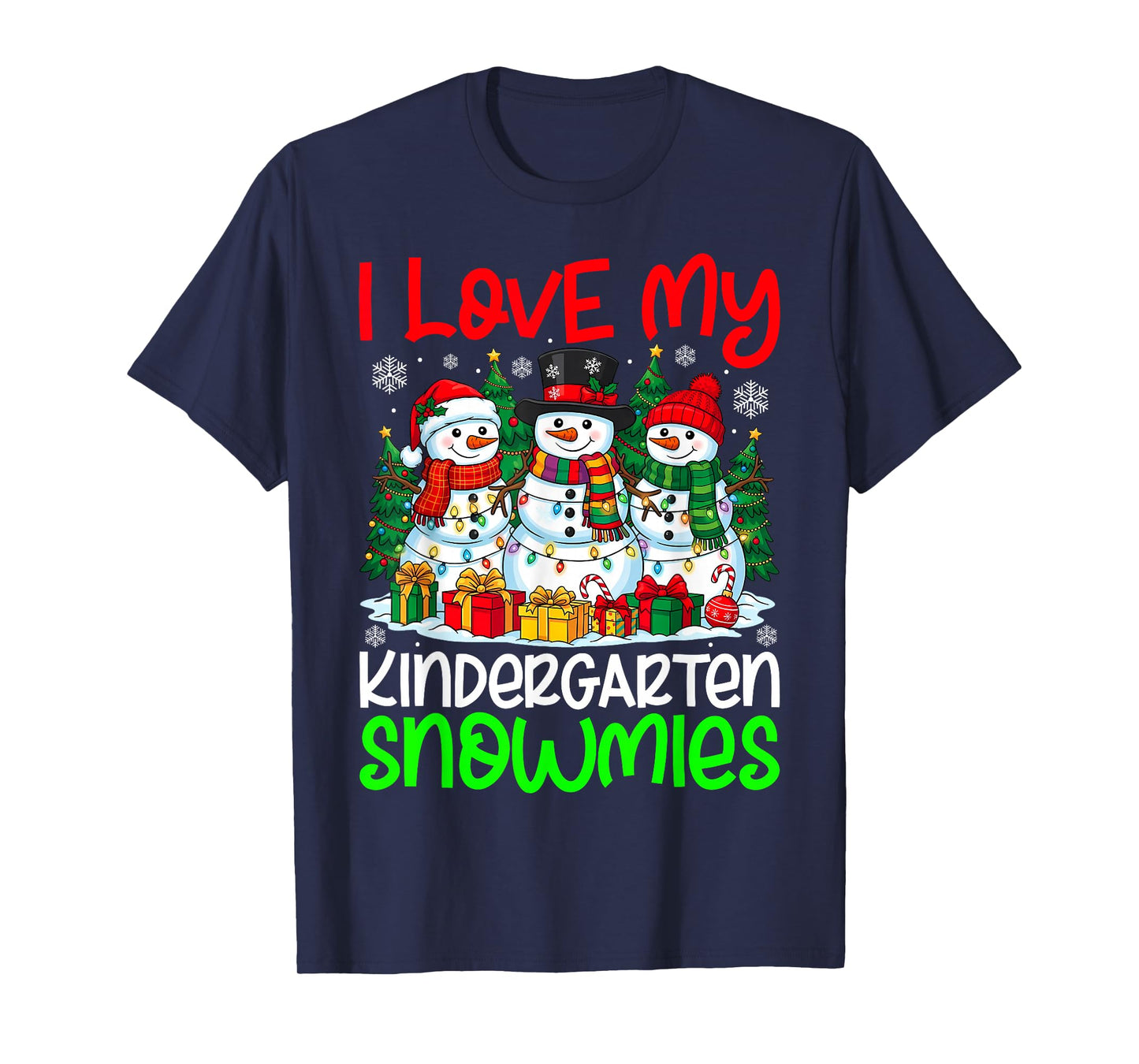 I Love My Kindergarten Snowmies Christmas Teacher Xmas T-Shirt