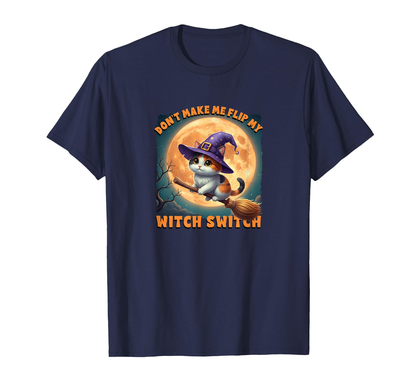 Calico Cat Halloween Lazy Costume Flip My Witch Switch T-Shirt