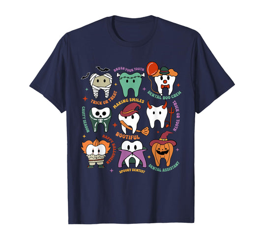 Halloween Dental Boo Crew Dentist Costume Teeth Women Men T-Shirt