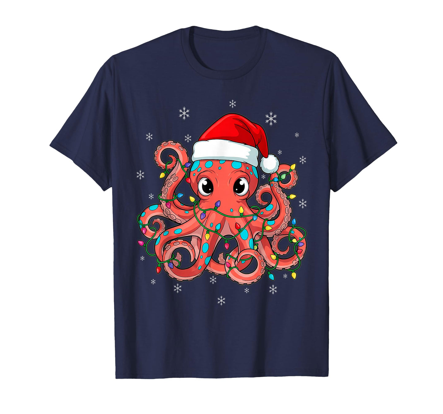 Octopus Christmas Santa Lovers Tree T-Shirt
