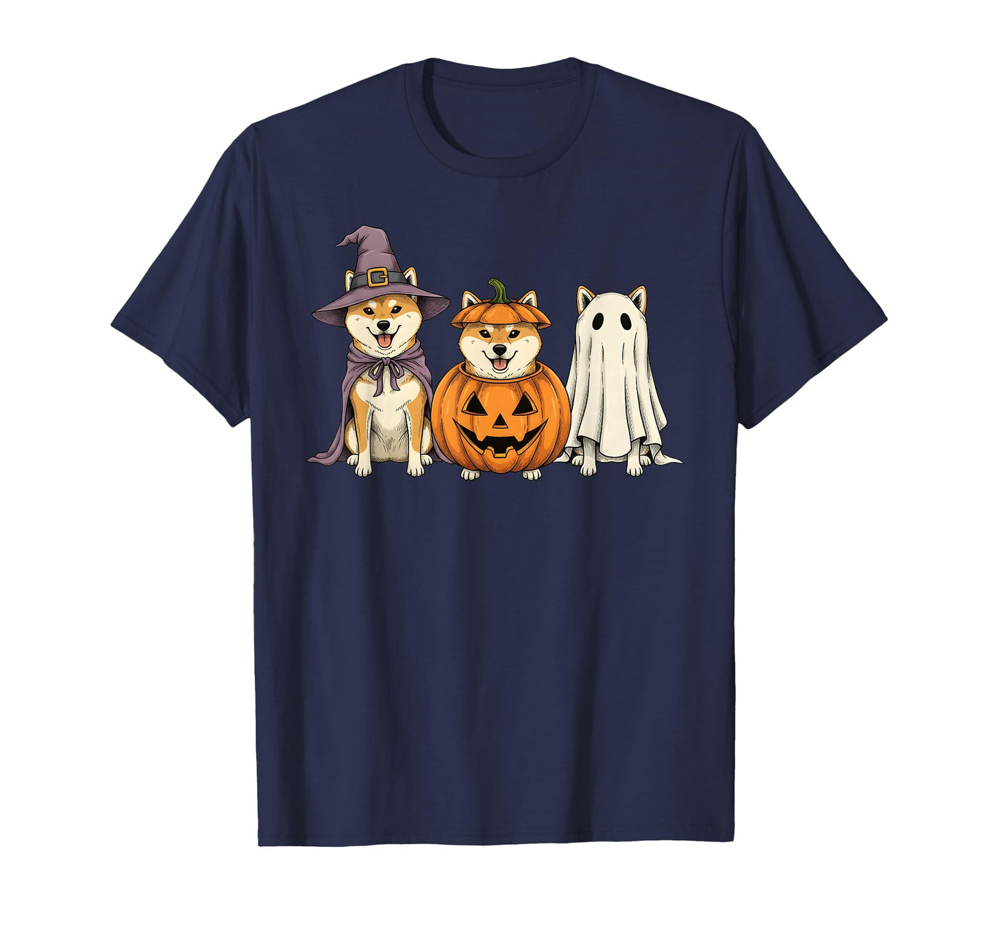 Spooky Ghost Shiba Inu Pumpkin Halloween Dog Lover T-Shirt