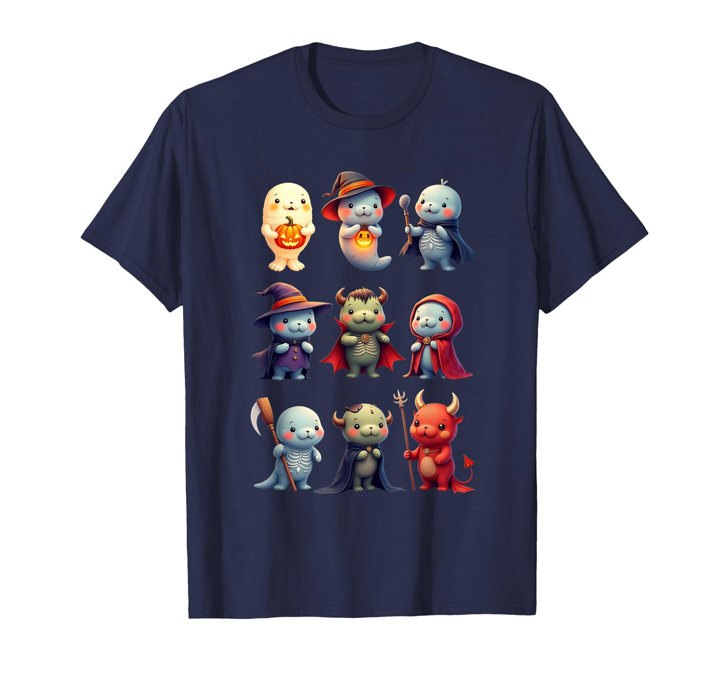 Funny Cute Manatee Boo Witch Zombie Vampire Halloween T-Shirt