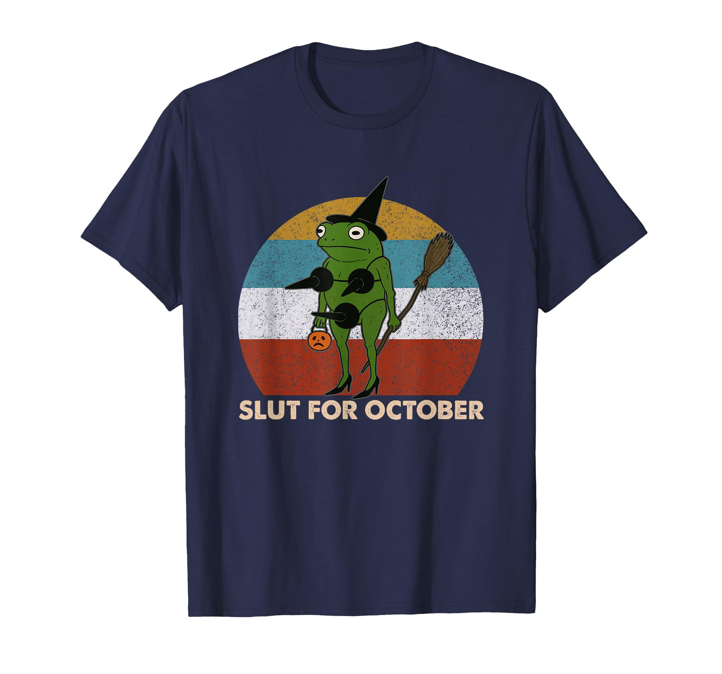 Slut for October Witchy Frog Halloween Spooky Frog Meme T-Shirt
