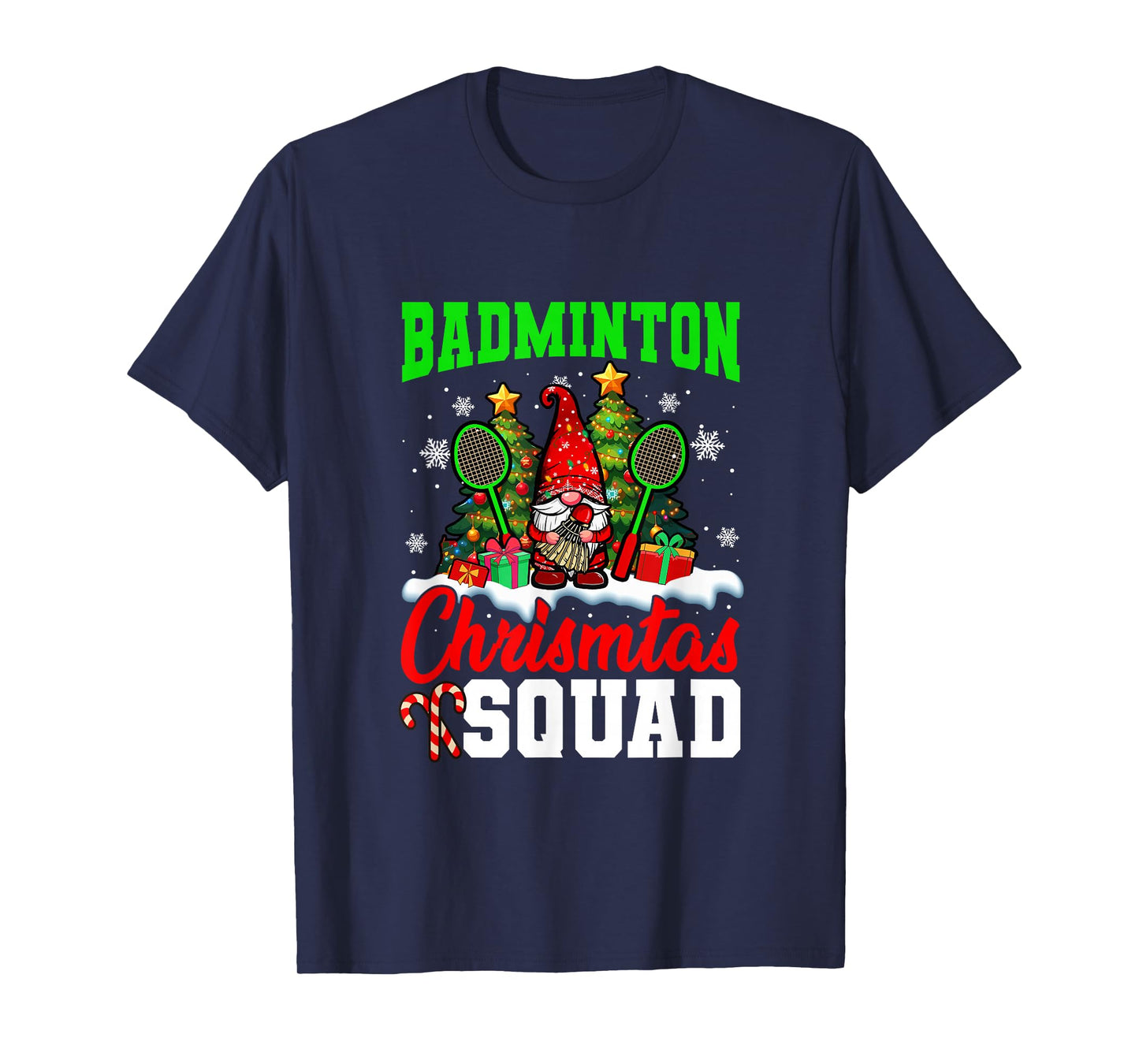 Badminton Christmas Squad Player Costume Gnome Lover Kids T-Shirt