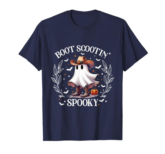 Boot Scootin Spooky Retro Western Funny Halloween Cute Ghost T-Shirt