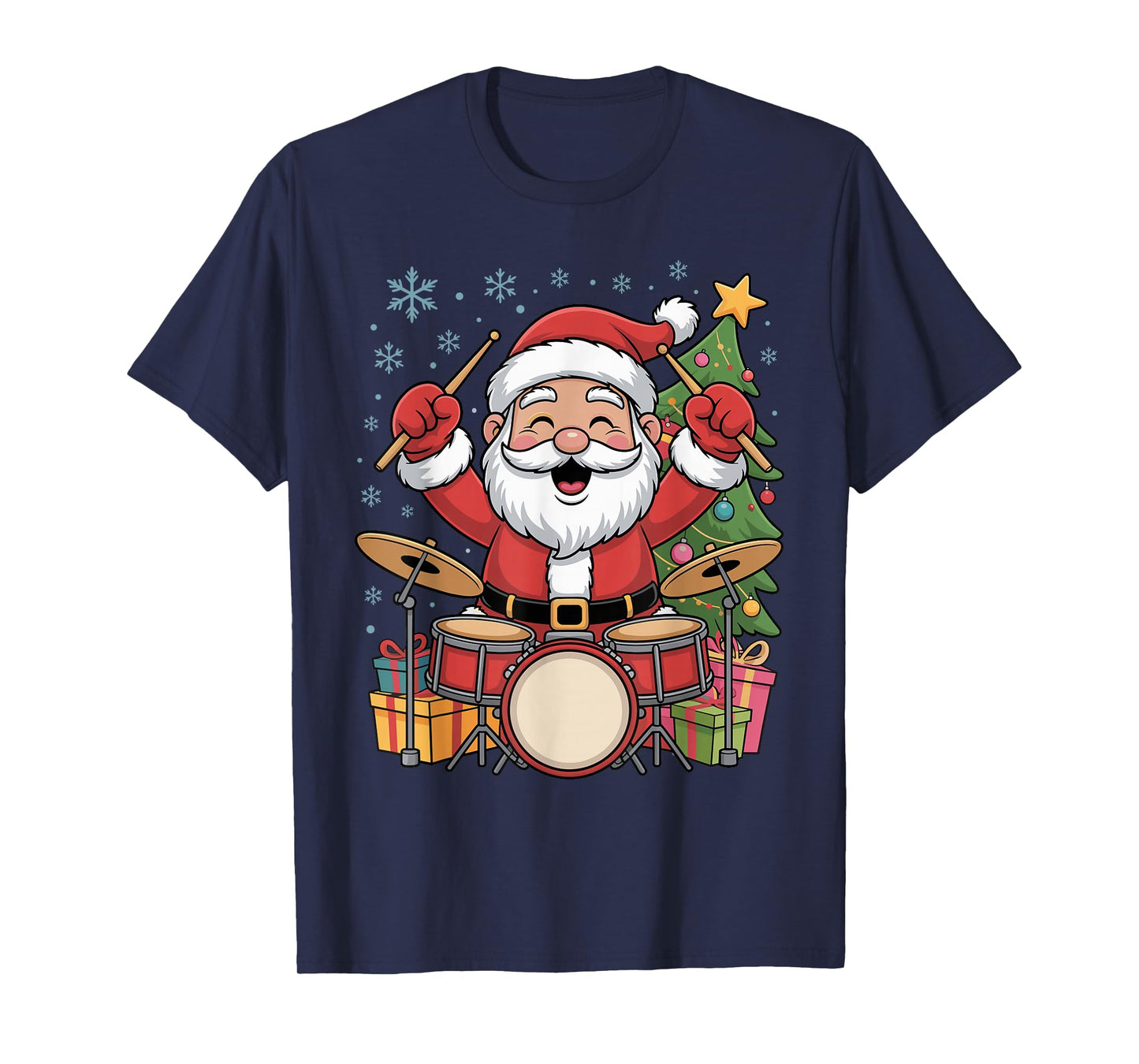 Funny Santa Christmas Design Drums Holiday Xmas Pajama T-Shirt