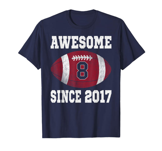 8th Birthday Football Player 8 Years Old Vintage Sports T-Shirt