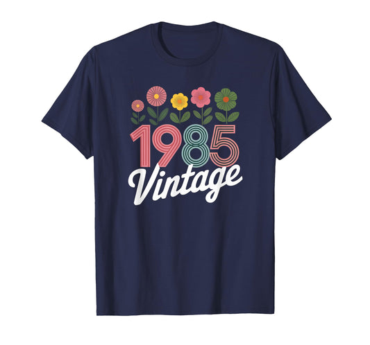 Vintage 1985 Retro Born Flowers Birthday Daughter Women T-Shirt