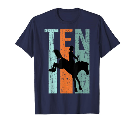10th Birthday Kids Retro Rodeo Horse Lovers Cowboys Rider T-Shirt
