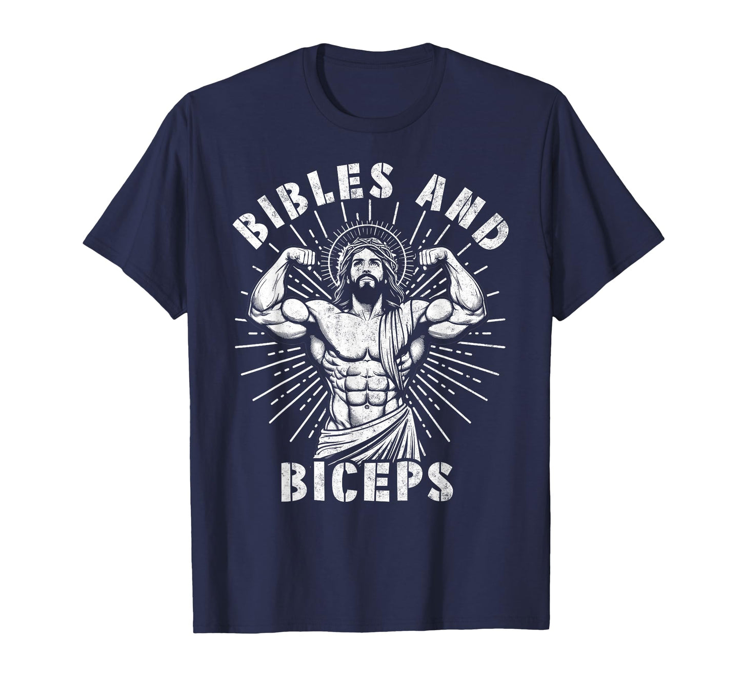 Bibles And Biceps Funny Christian Weightlifting Workout Gym T-Shirt
