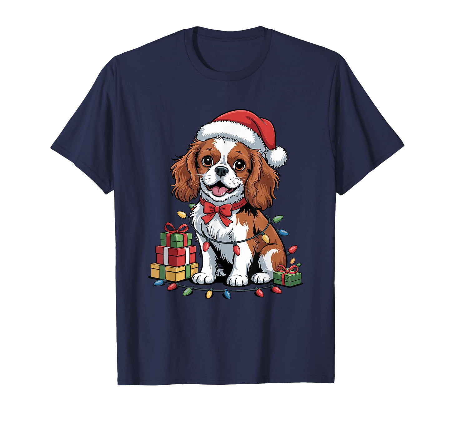 Cute Cavalier Santa Hat Christmas Xmas Dog Lover Holiday T-Shirt
