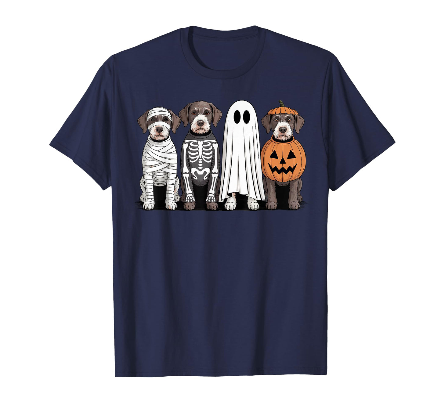 Spooky Ghost GWP Pumpkin Halloween Dog Skeleton T-Shirt