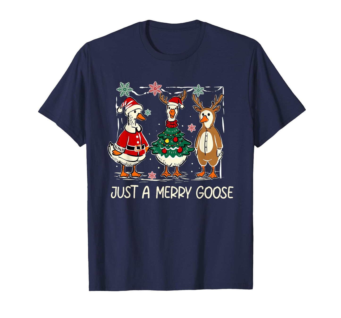 Retro Just A Merry Goose Funny Cute Goose Lovers Merry Xmas T-Shirt