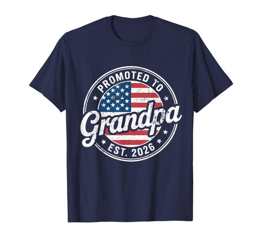 Mens Promoted To Grandpa Est. 2026 New Grandpa USA Vintage T-Shirt