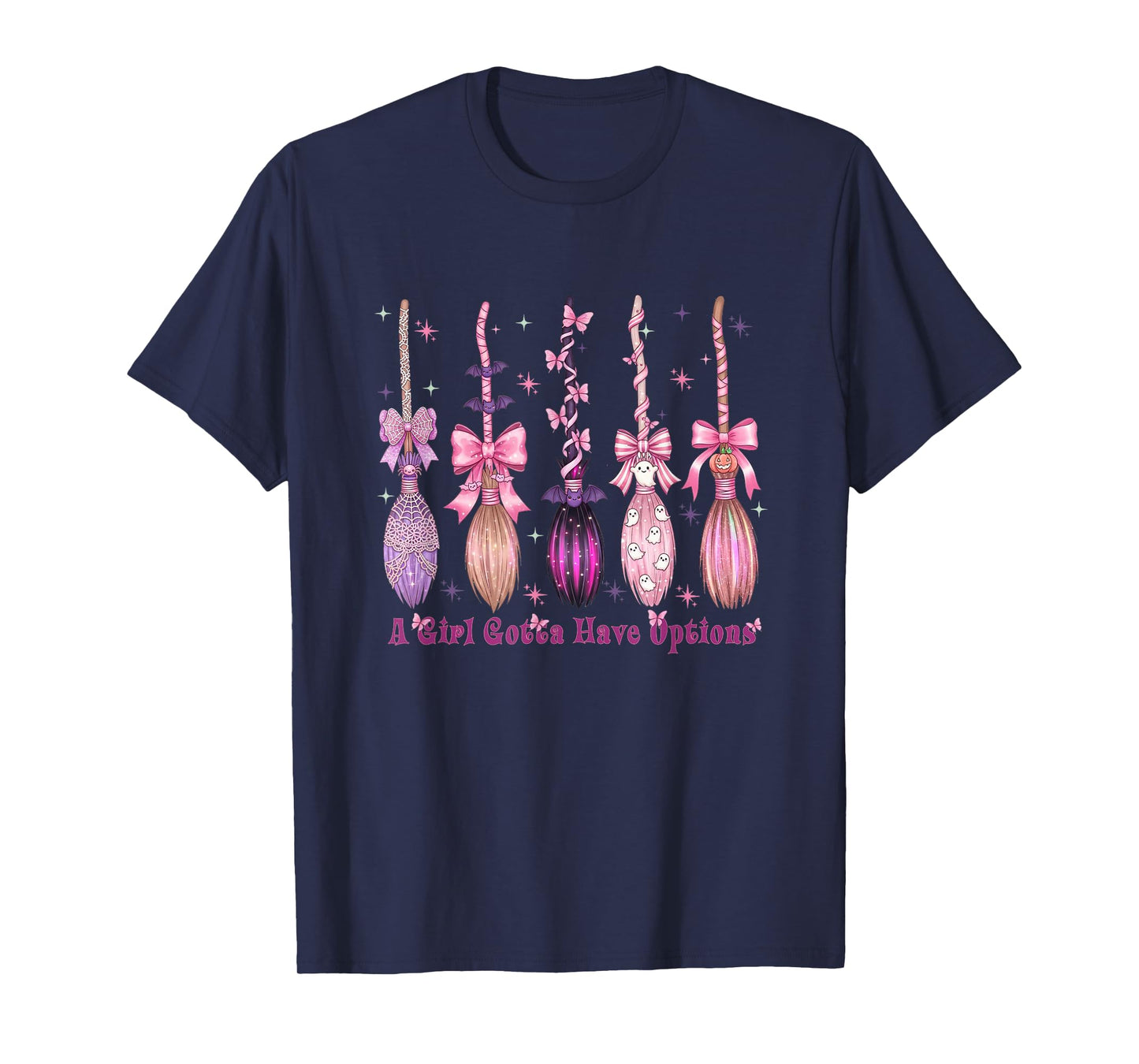 Retro A Girl’s Gotta Have Options,Halloween Witches Brooms T-Shirt