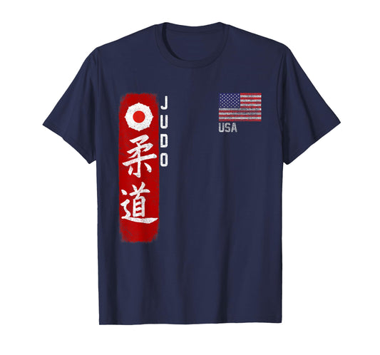 Judo Usa American flag Judoka Dojo Martial art America kanji T-Shirt for Women Men