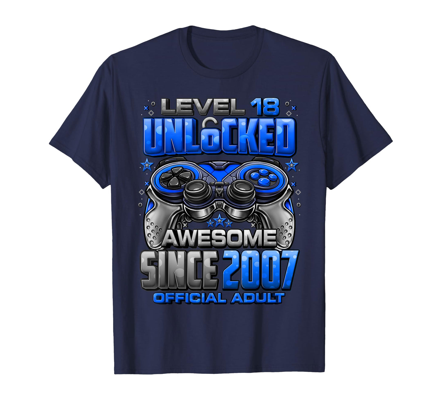 Level 18 Unlocked Awesome Since 2007 18th Birthday Gaming T-Shirt