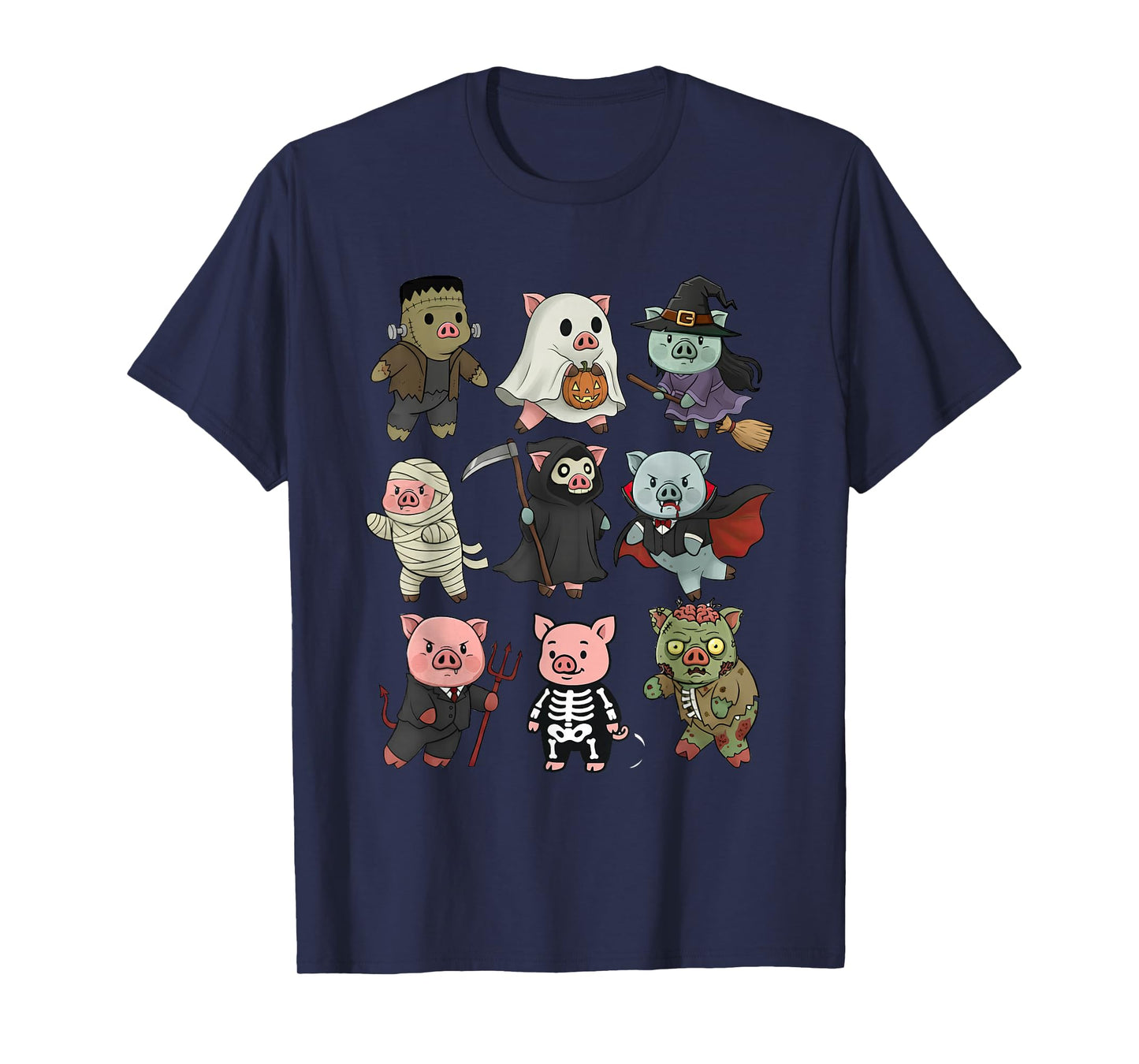 Cute Pig Ghost Zombie Witch Mummy Halloween Costume Kids T-Shirt