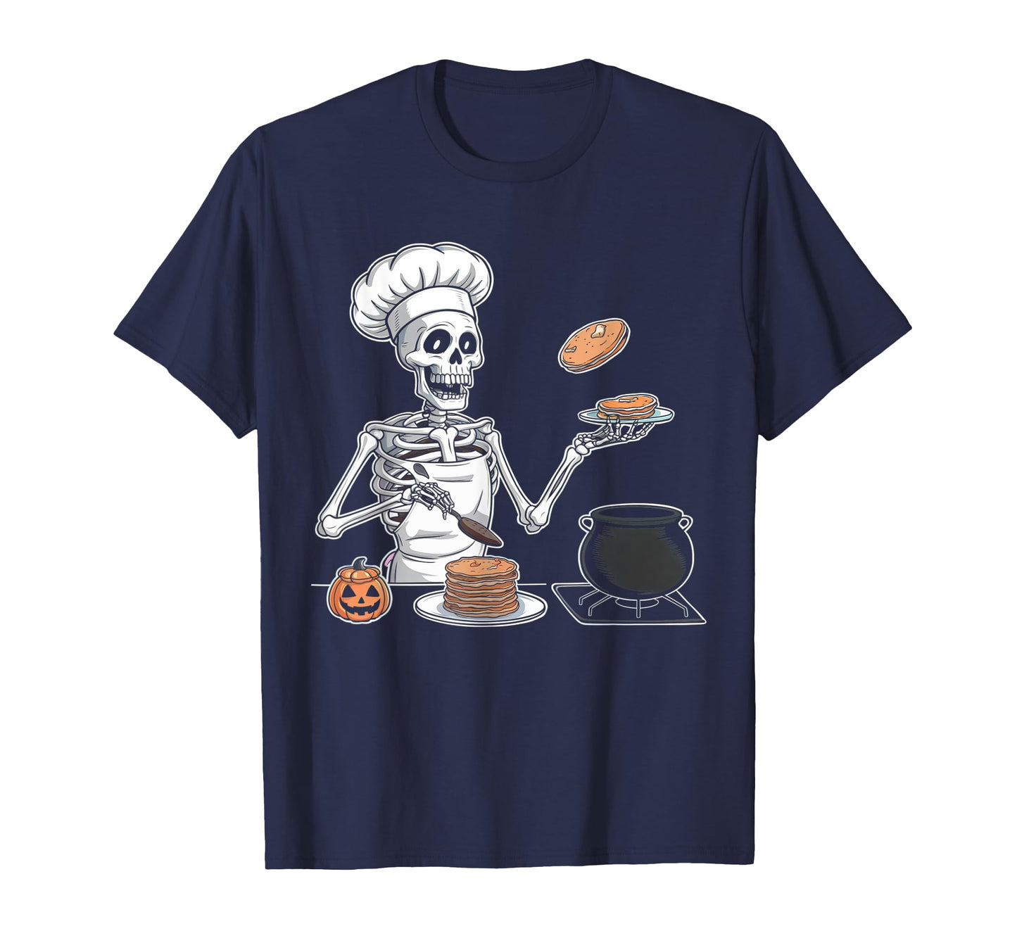 Skeleton Cooking Halloween Shirt Spooky Chef Pancakes Cook T-Shirt