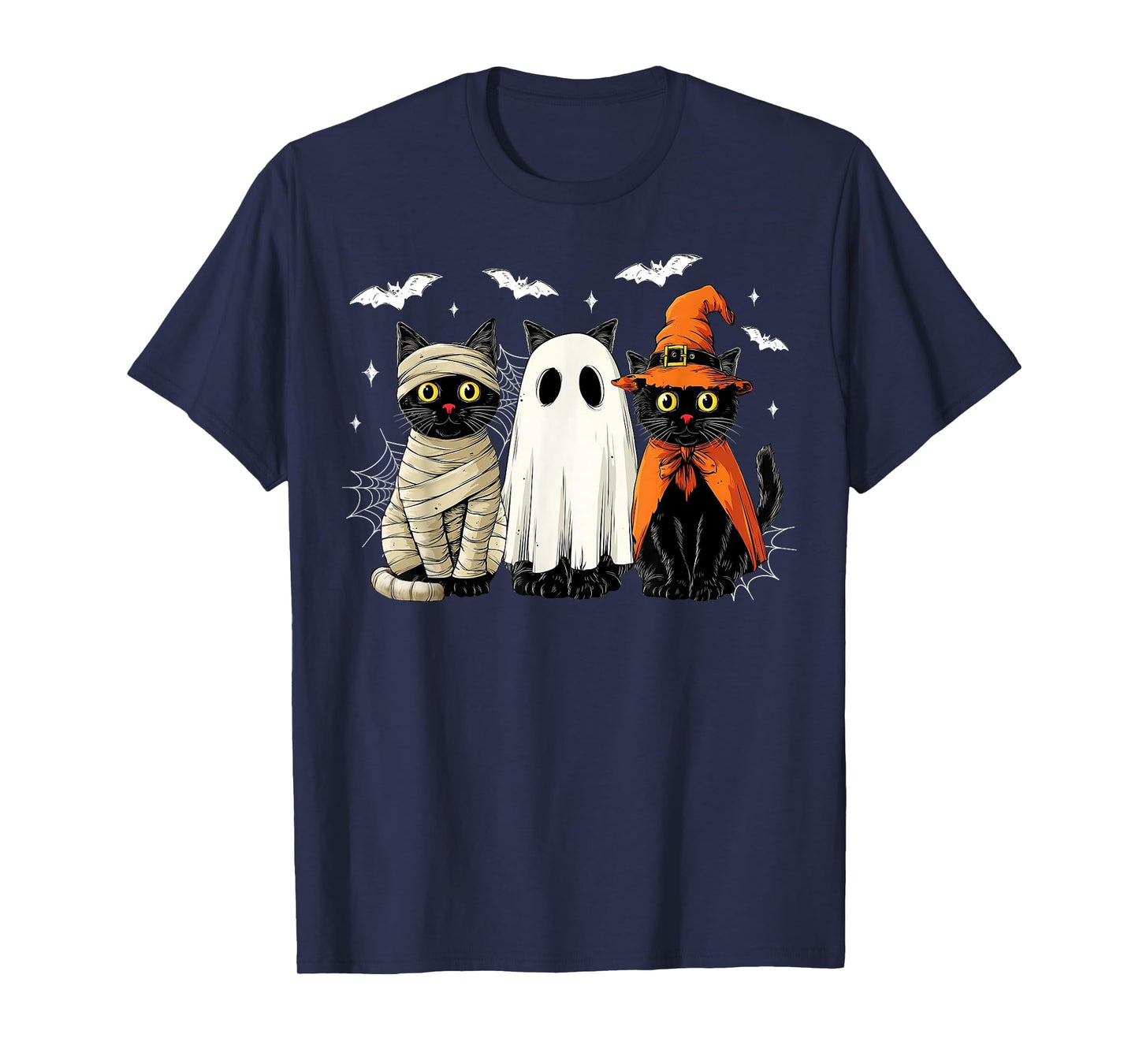 Trick or Treat Black Cat Halloween Witch Ghost Cats Pumpkin T-Shirt