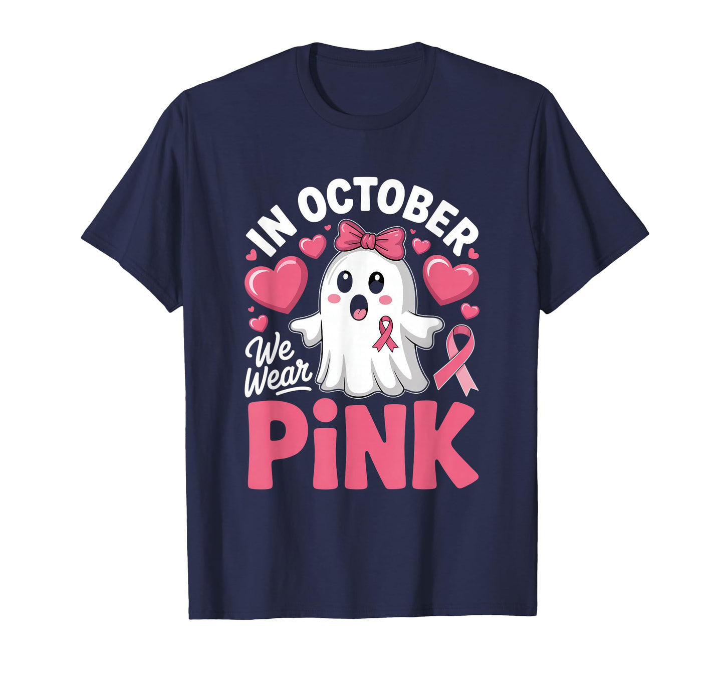 Breast Cancer Women Halloween Girls in October We Wear Pink T-Shirt