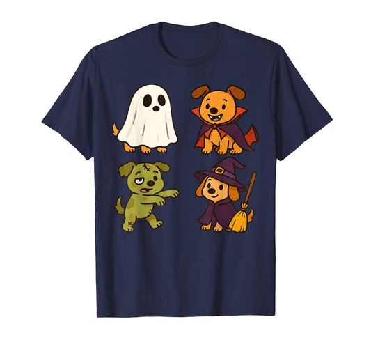 Dog Spooky Witch Boo Zombie Cute Dog Halloween Boys Girls T-Shirt